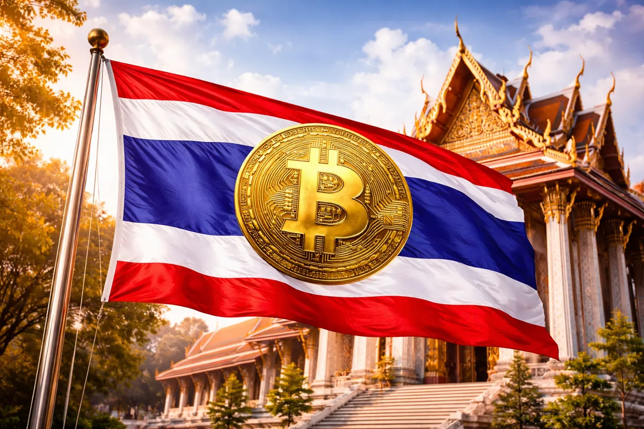 Picture of thailands flag with a bitcoin on it