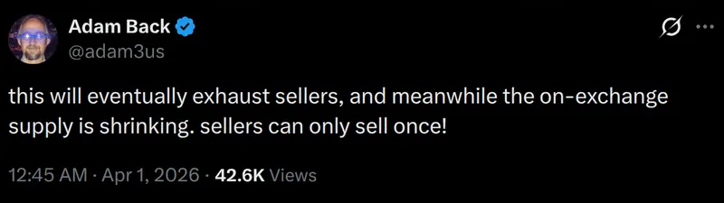 Adam Back Tweet