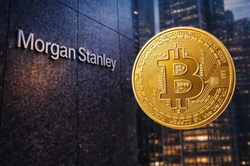 Morgan Stanley Logo with a Bitcoin