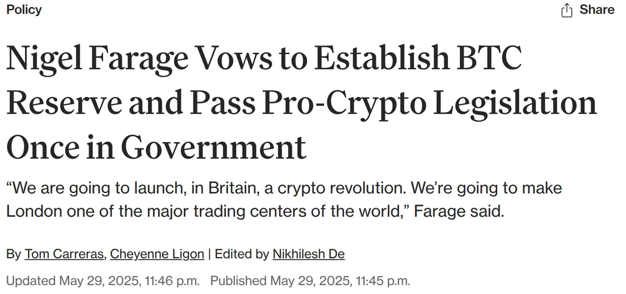 null Farage Bitcoin Reserve