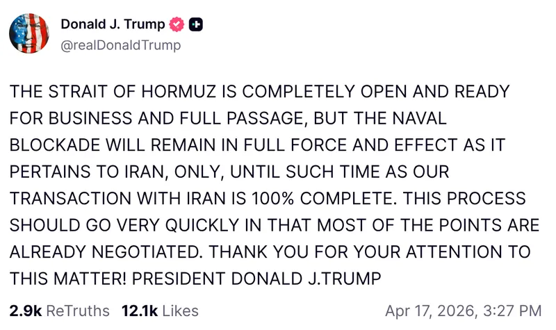 president trump truth social post