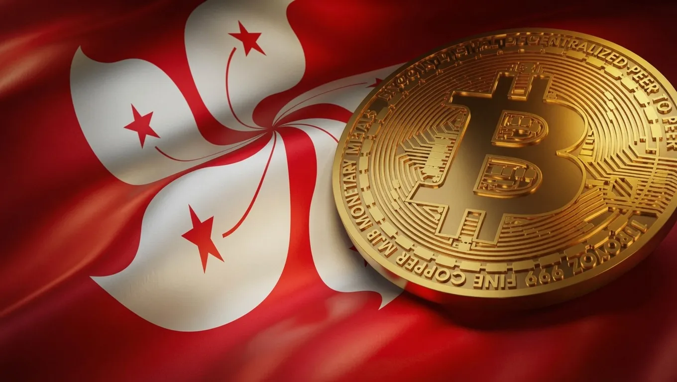 Hong Kong Flag with Bitcoin