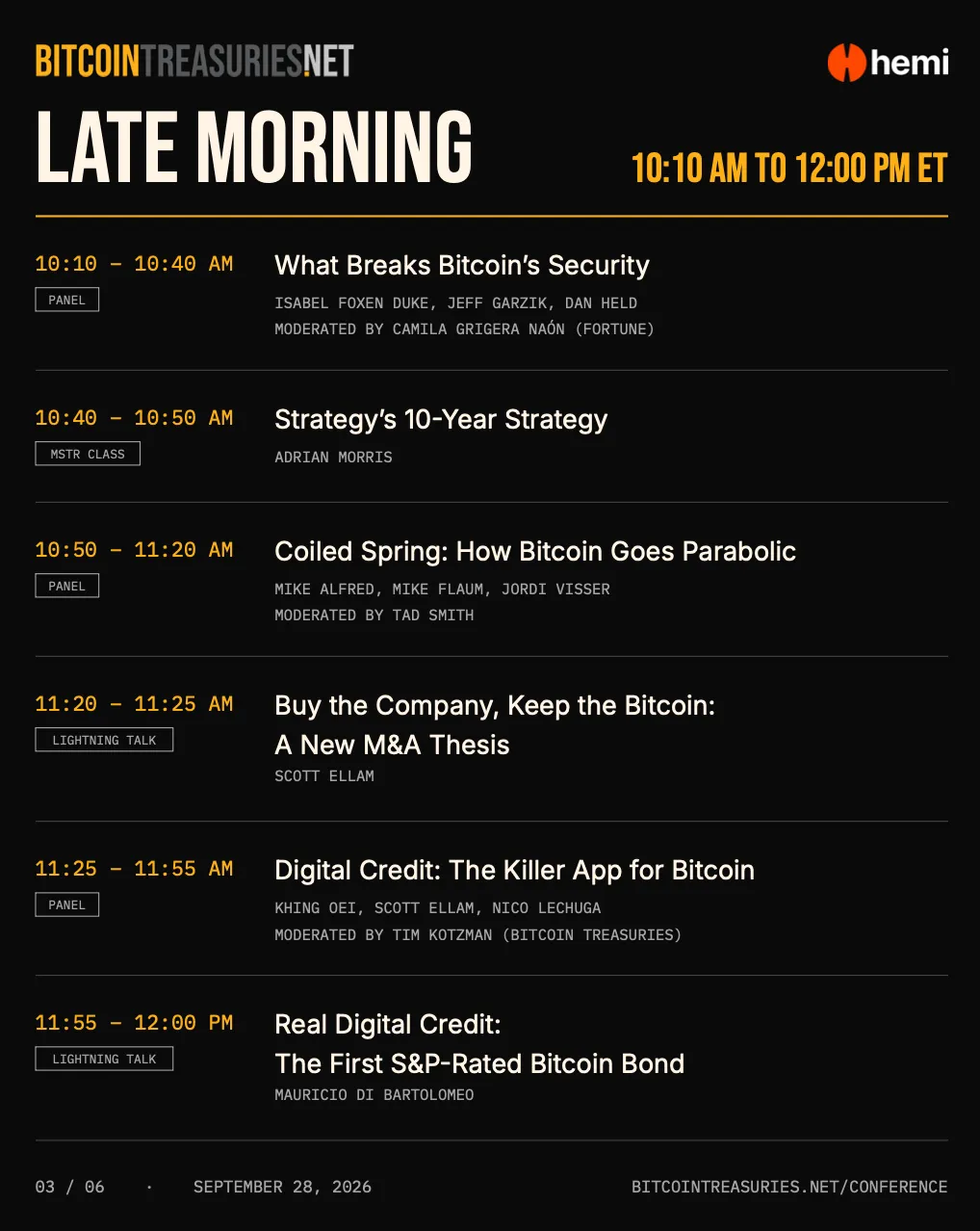The full agenda for Bitcoin Treasuries Conference 2026 is now live.