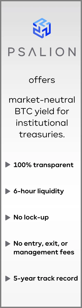 Psalion delivers stable, market-neutral BTC yield for institutional treasuries. 100% transparent · 6-hour liquidity · institutional-grade.